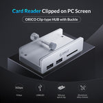 ORICO MH2AC-U3 ฮับ USB3.0 แบบหนีบ 2 พอร์ต พร้อมเครื่องอ่านการ์ด SD