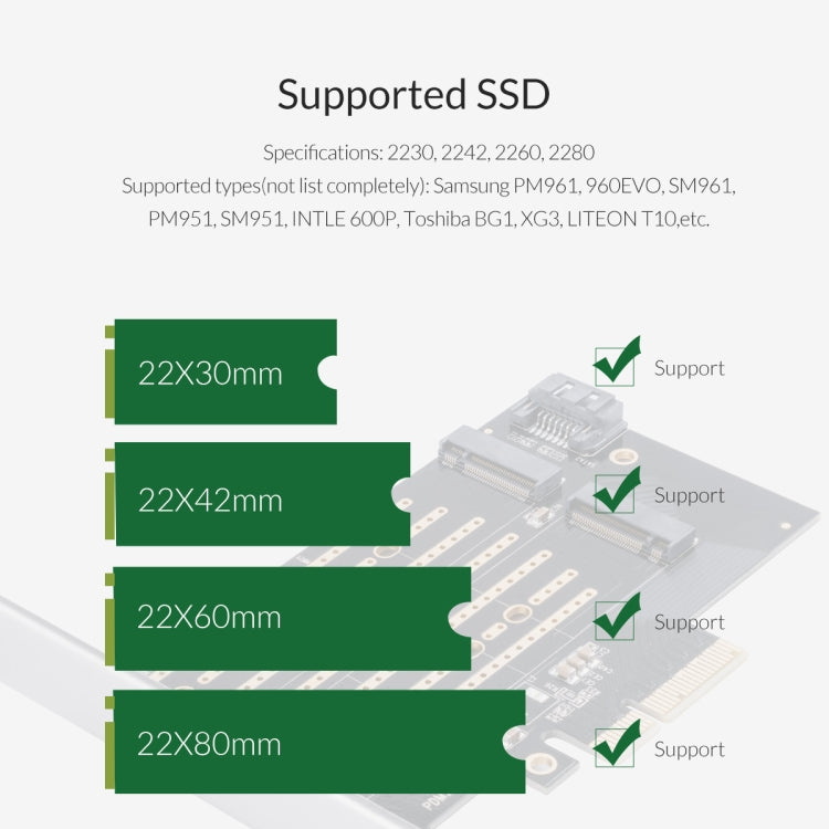 ORICO PDM2 การ์ดขยาย M.2 NVME เป็น PCI-E 3.0 X4