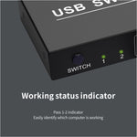 สวิตช์ USB 2x4 2 พอร์ตสำหรับแชร์อุปกรณ์ 4 ชิ้นระหว่างคอมพิวเตอร์ 2 เครื่อง เช่น เครื่องพิมพ์ คีย์บอร์ด เมาส์ จอภาพ, สวิตช์ USB 2x4