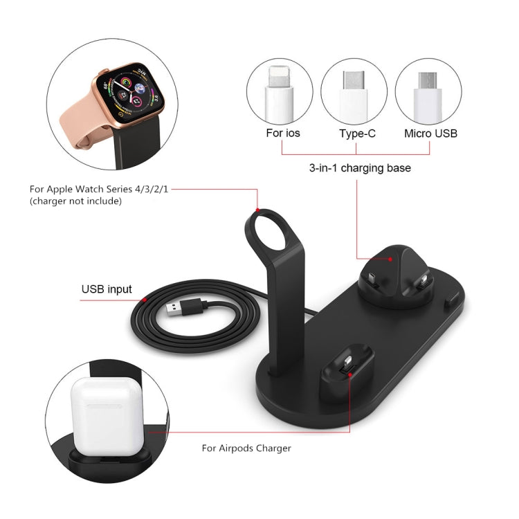 ฐานชาร์จไร้สายหมุนได้ HQ-UD15 พร้อมที่วางสำหรับโทรศัพท์ / iWatch / AirPods สีเงิน (มีชาร์จไร้สาย), สีขาว (ไม่มีชาร์จไร้สาย), สีดำ (ไม่มีชาร์จไร้สาย), สีขาว (มีชาร์จไร้สาย)