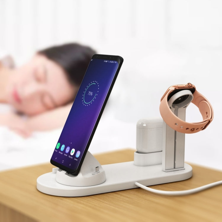 ฐานชาร์จไร้สายหมุนได้ HQ-UD15 พร้อมที่วางสำหรับโทรศัพท์ / iWatch / AirPods สีเงิน (มีชาร์จไร้สาย), สีขาว (ไม่มีชาร์จไร้สาย), สีดำ (ไม่มีชาร์จไร้สาย), สีขาว (มีชาร์จไร้สาย)