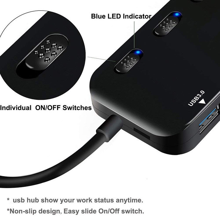 ฮับ USB3.0 4 พอร์ตความเร็วสูงพร้อมสวิตช์, USB 3.0