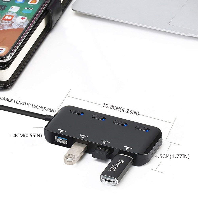 ฮับ USB3.0 4 พอร์ตความเร็วสูงพร้อมสวิตช์, USB 3.0