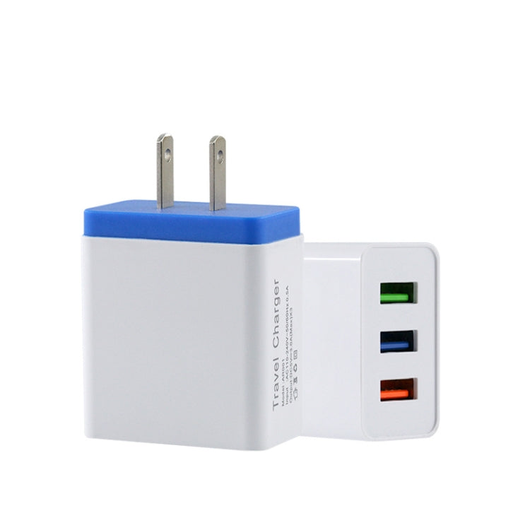 ที่ชาร์จมือถือเดินทาง 2A 3USB ปลั๊ก US สีดำ เทา แดง ส้ม น้ำเงิน