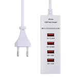 อะแดปเตอร์ชาร์จ 5V 4.1A 4 พอร์ต USB พร้อมสายปลั๊กไฟ ความยาวสาย: 1.5 ม., ปลั๊ก EU, ปลั๊ก EU