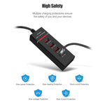 อะแดปเตอร์ชาร์จ 5V 4.1A 4 พอร์ต USB พร้อมสายปลั๊กไฟ ความยาวสาย: 1.5 ม., ปลั๊ก EU, ปลั๊ก EU