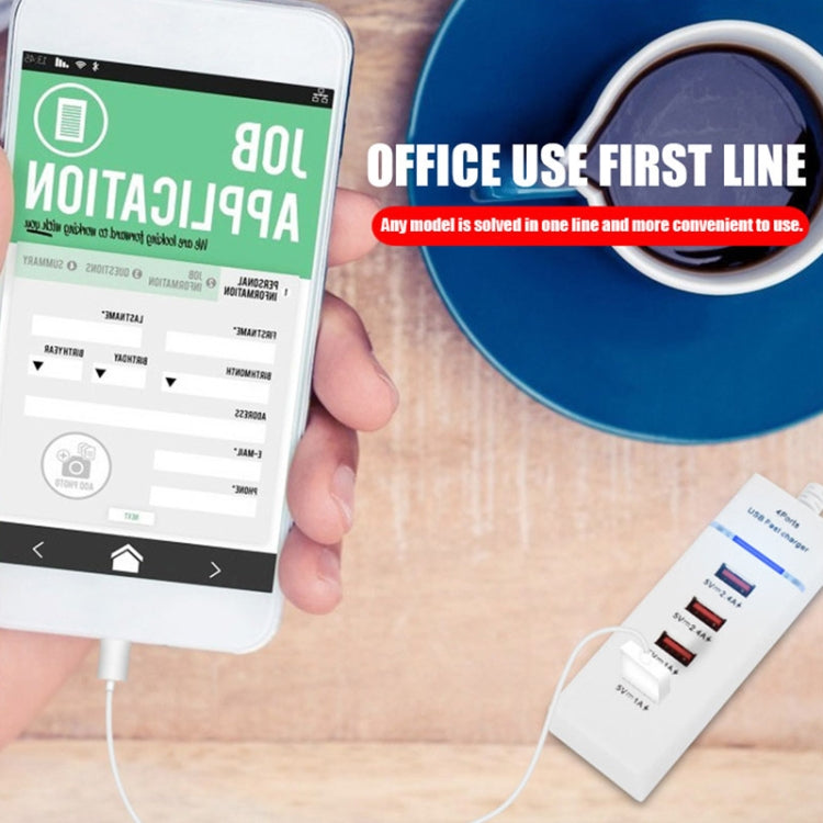 อะแดปเตอร์ชาร์จ 5V 4.1A 4 พอร์ต USB พร้อมสายปลั๊กไฟ ความยาวสาย: 1.5 ม., ปลั๊ก EU, ปลั๊ก EU