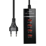 อะแดปเตอร์ชาร์จ 5V 4.1A 4 พอร์ต USB พร้อมสายปลั๊กไฟ ความยาวสาย: 1.5 ม., ปลั๊ก EU, ปลั๊ก EU