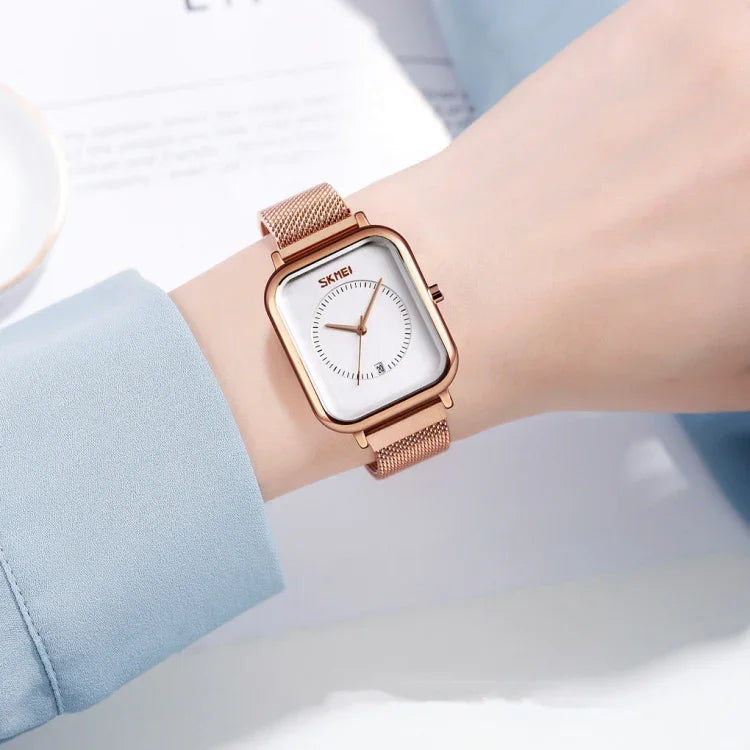 นาฬิกาผู้ชาย SKMEI 9207 แฟชั่นสร้างสรรค์ เรียบง่าย สายตาข่ายแม่เหล็ก สายเหล็ก คู่รัก ควอตซ์
