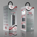 ปลั๊กอเนกประสงค์ T09 3000W แบบเสียบ 3 รู พร้อมช่องชาร์จ USB อัจฉริยะ 6 ช่อง, ปลั๊ก EU, ปลั๊ก US, ปลั๊ก UK