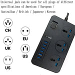 ปลั๊กอเนกประสงค์ T09 3000W แบบเสียบ 3 รู พร้อมช่องชาร์จ USB อัจฉริยะ 6 ช่อง, ปลั๊ก EU, ปลั๊ก US, ปลั๊ก UK