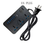 ปลั๊กอเนกประสงค์ T09 3000W แบบเสียบ 3 รู พร้อมช่องชาร์จ USB อัจฉริยะ 6 ช่อง, ปลั๊ก EU, ปลั๊ก US, ปลั๊ก UK