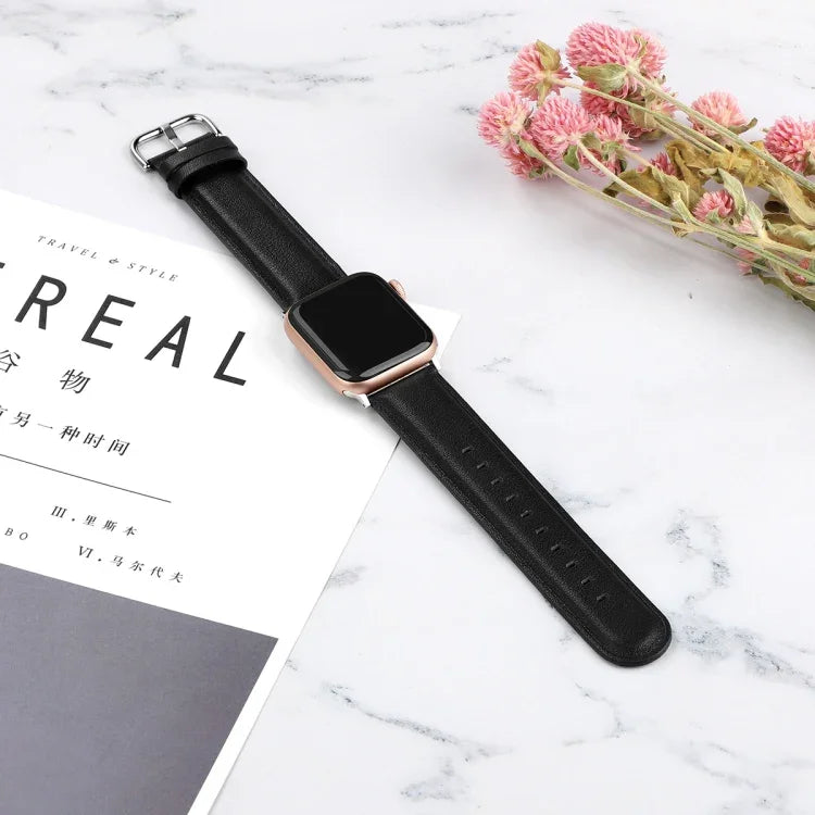 สายรัดนาฬิกาหนังแบบมีรูกลมสำหรับ Apple Watch Series 5 & 4 44 มม. 3 & 2 & 1 42 มม.