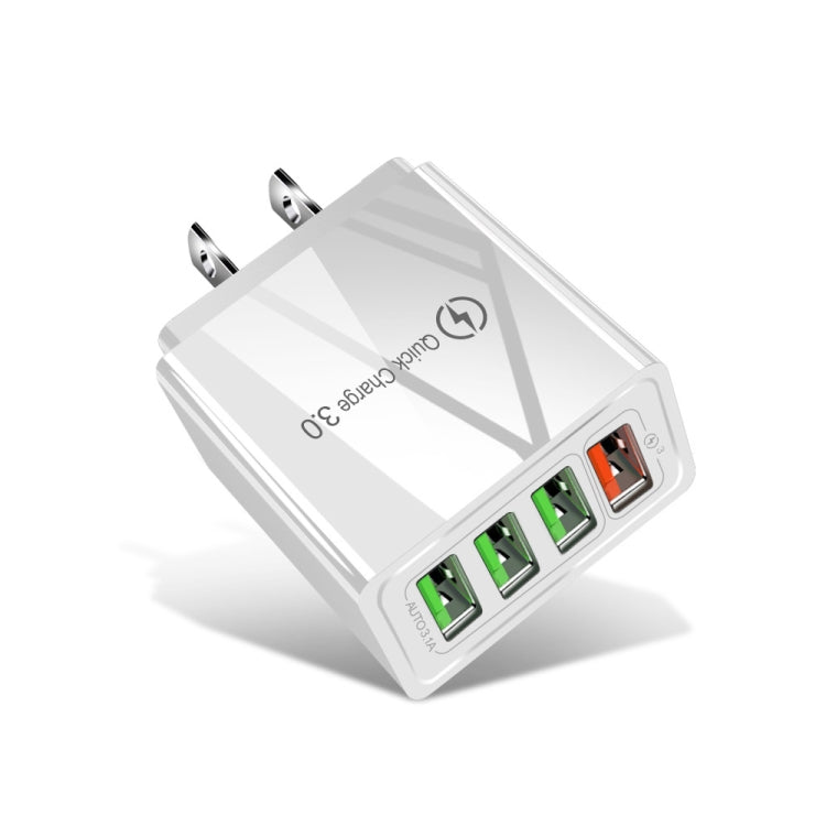 ที่ชาร์จเร็ว 30W QC 3.0 USB + 3 พอร์ต USB 2.0 สำหรับโทรศัพท์มือถือ แท็บเล็ต PC แบบอเนกประสงค์ ปลั๊ก US, ปลั๊ก US