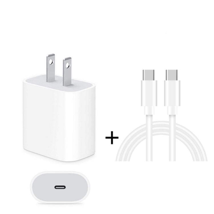 ชุดที่ชาร์จเดินทาง 2 in 1 พอร์ต USB-C / Type-C เดี่ยว + สายชาร์จข้อมูลเร็ว 3A PD 3.0 USB-C / Type-C ถึง USB-C / Type-C ความยาวสาย: 1 ม., 18W 1 ม.