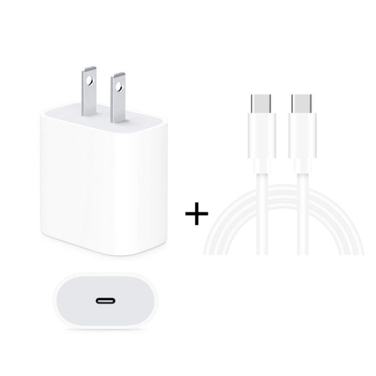 ชุดที่ชาร์จเดินทาง 2 in 1 พอร์ต USB-C / Type-C เดี่ยว + สายชาร์จข้อมูลเร็ว 3A PD 3.0 USB-C / Type-C ถึง USB-C / Type-C ความยาวสาย: 2 ม., 18W 2 ม.