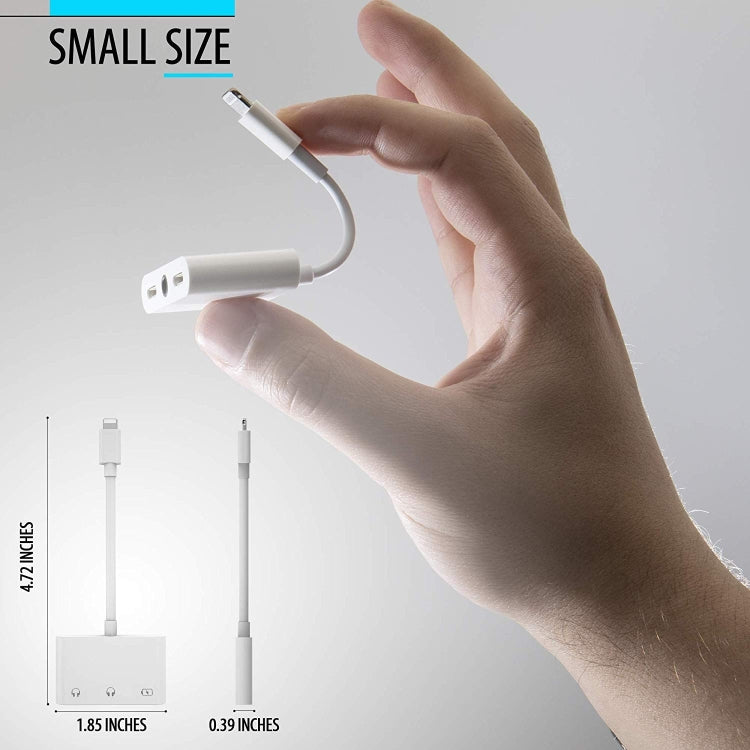ZS-KL21820 อะแดปเตอร์ 3 in 1 8 Pin เป็นพอร์ตชาร์จ 8 Pin + แจ็คหูฟัง 8 Pin + แจ็คหูฟัง 3.5 มม.
