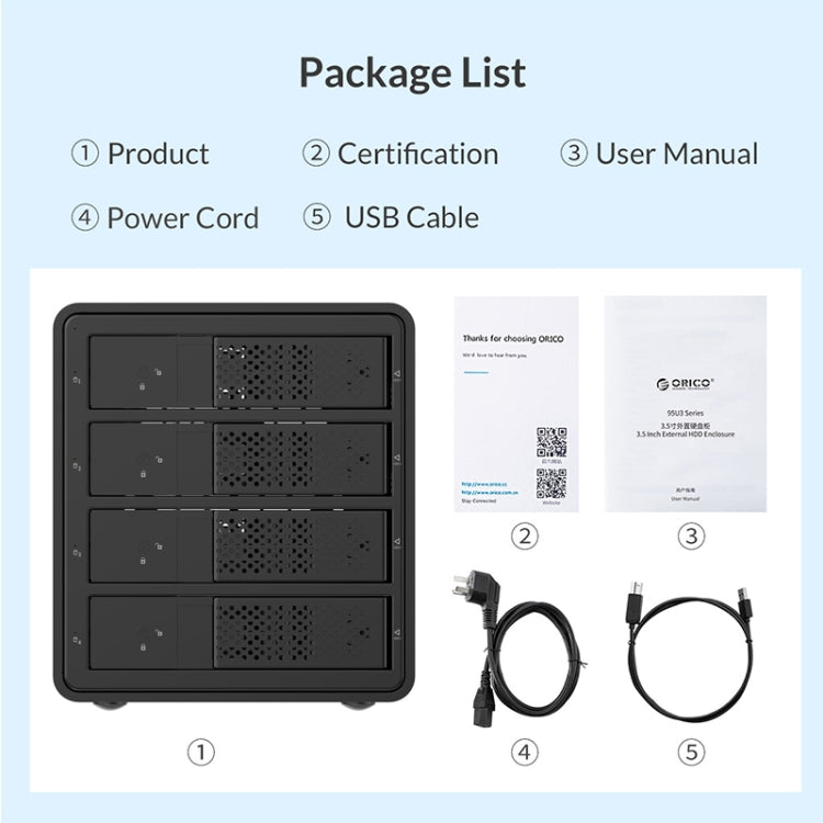ORICO 9548U3-BK กล่องใส่ฮาร์ดไดรฟ์แบบหลายช่องขนาด 3.5 นิ้ว