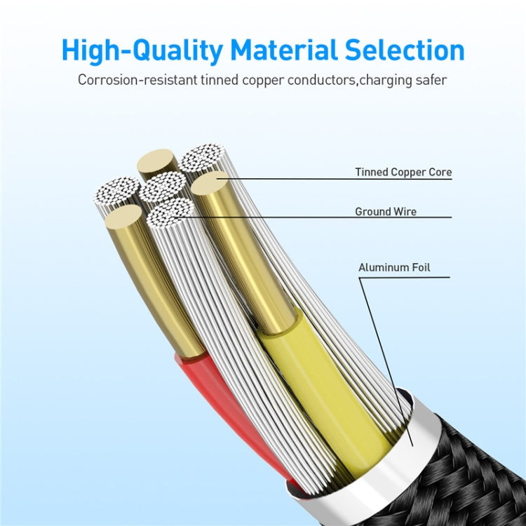 สายชาร์จแม่เหล็กโลหะไนลอนถักสองสี USB เป็น Micro USB, ความยาวสาย: 1m, Micro USB