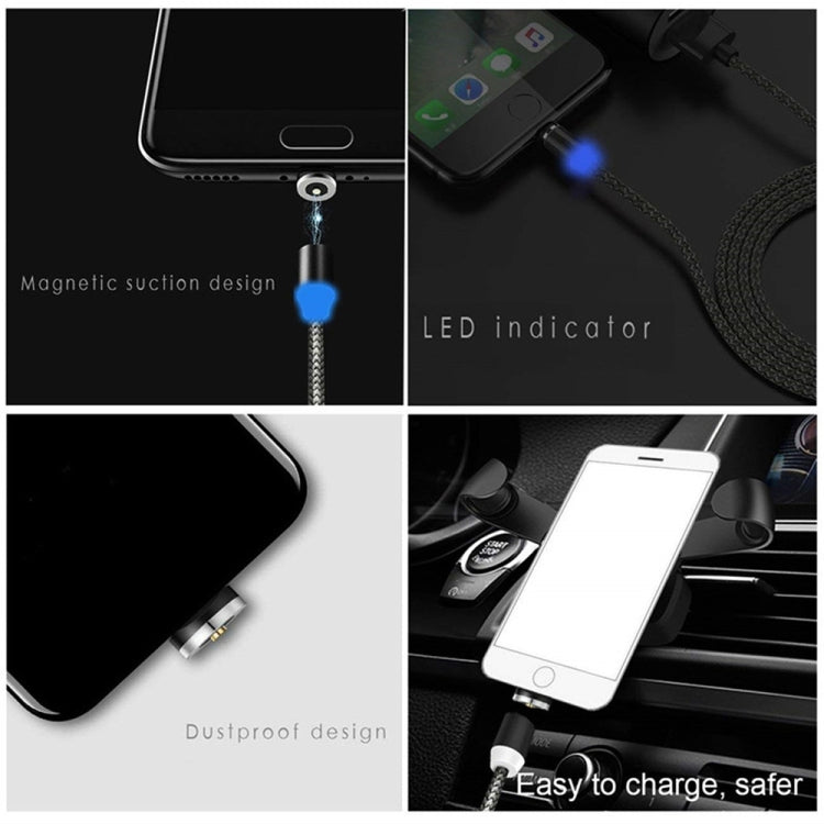 สายชาร์จข้อมูลแม่เหล็ก USB เป็น 8 Pin ตัวผู้ โลหะไนลอนถักสองสี, ความยาวสาย: 1 ม., 8 Pin
