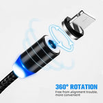สายชาร์จข้อมูลแม่เหล็ก USB เป็น 8 Pin ตัวผู้ โลหะไนลอนถักสองสี, ความยาวสาย: 1 ม., 8 Pin