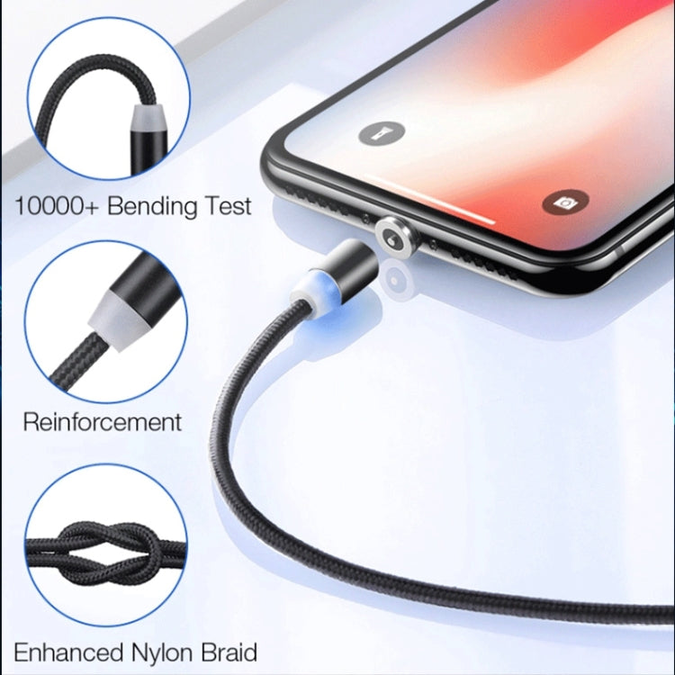 สายชาร์จข้อมูลแม่เหล็ก USB เป็น 8 Pin ตัวผู้ โลหะไนลอนถักสองสี, ความยาวสาย: 1 ม., 8 Pin