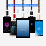 สายชาร์จข้อมูลแม่เหล็ก USB เป็น 8 Pin ตัวผู้ โลหะไนลอนถักสองสี, ความยาวสาย: 1 ม., 8 Pin