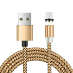 สายชาร์จข้อมูลแม่เหล็ก USB เป็น 8 Pin ตัวผู้ โลหะไนลอนถักสองสี, ความยาวสาย: 1 ม., 8 Pin