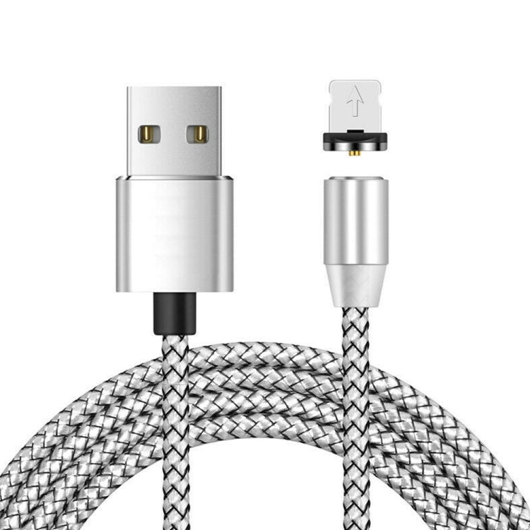 สายชาร์จข้อมูลแม่เหล็ก USB เป็น 8 Pin ตัวผู้ โลหะไนลอนถักสองสี, ความยาวสาย: 1 ม., 8 Pin