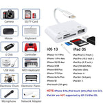 ZS-S1827 อะแดปเตอร์อ่านการ์ด 4 in 1 SD Card + TF Card + 8 Pin ชาร์จ + USB เป็น 8 Pin สำหรับกล้อง รองรับระบบ iOS ทุกเวอร์ชัน