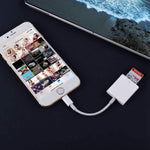 ZS-KL21810 อะแดปเตอร์อ่านการ์ดกล้อง 8 พินเป็น SD รองรับระบบ iOS ทุกเวอร์ชัน พร้อมช่องใส่การ์ด SD