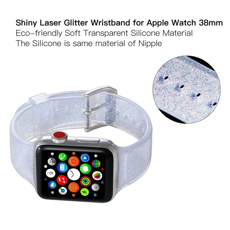 สำหรับ Apple Watch Series 5 & 4 ขนาด 44 มม. / 3 & 2 & 1 ขนาด 42 มม. สายซิลิโคนกลิตเตอร์