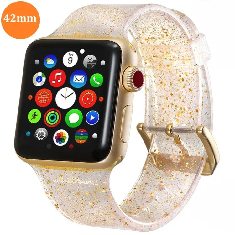 สำหรับ Apple Watch Series 5 & 4 ขนาด 44 มม. / 3 & 2 & 1 ขนาด 42 มม. สายซิลิโคนกลิตเตอร์