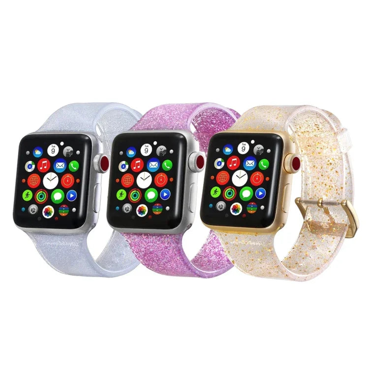 สำหรับ Apple Watch Series 5 & 4 ขนาด 44 มม. / 3 & 2 & 1 ขนาด 42 มม. สายซิลิโคนกลิตเตอร์