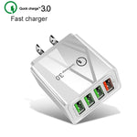 ชุดสายข้อมูล 2 in 1 USB ถึง USB-C / Type-C + ที่ชาร์จเร็ว 30W QC 3.0 4 พอร์ต USB สำหรับโทรศัพท์มือถือ แท็บเล็ต PC แบบอเนกประสงค์ ปลั๊ก US, ชุด USB-C / Type-C ปลั๊ก US