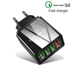 สายข้อมูล 2 in 1 USB เป็น USB-C / Type-C + ชุดชาร์จเร็ว 30W QC 3.0 พร้อมพอร์ต USB 4 ช่อง สำหรับโทรศัพท์มือถือ แท็บเล็ต และพีซี ชาร์จเร็วอเนกประสงค์ ชุดชาร์จเดินทาง พร้อมปลั๊ก EU, ชุด USB-C / Type-C พร้อมปลั๊ก EU