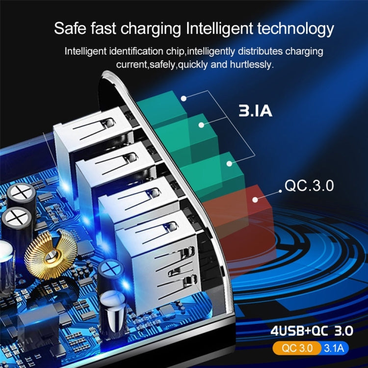 สายข้อมูล 2 in 1 USB เป็น USB-C / Type-C + ชุดชาร์จเร็ว 30W QC 3.0 พร้อมพอร์ต USB 4 ช่อง สำหรับโทรศัพท์มือถือ แท็บเล็ต และพีซี ชาร์จเร็วอเนกประสงค์ ชุดชาร์จเดินทาง พร้อมปลั๊ก EU, ชุด USB-C / Type-C พร้อมปลั๊ก EU