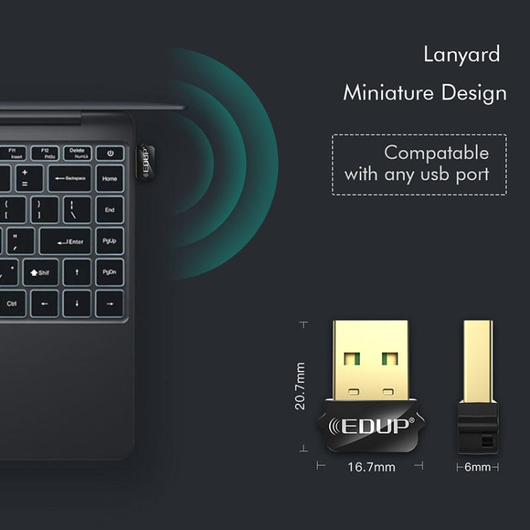 อะแดปเตอร์ USB WIFI EDUP EP-AC1651 ความเร็ว 650Mbps สองย่านความถี่ 5G/2.4GHz การ์ดเครือข่ายไร้สายภายนอก Wifi Dongle รับสัญญาณสำหรับแล็ปท็อป Windows MacOS