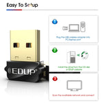 อะแดปเตอร์ USB WIFI EDUP EP-AC1651 ความเร็ว 650Mbps สองย่านความถี่ 5G/2.4GHz การ์ดเครือข่ายไร้สายภายนอก Wifi Dongle รับสัญญาณสำหรับแล็ปท็อป Windows MacOS