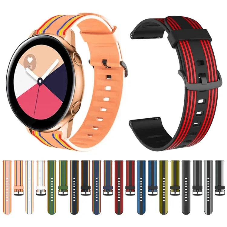 สายรัดซิลิโคนลายเส้น 20mm สำหรับ Huami Amazfit GTS / Samsung Galaxy Watch Active 2 / Huawei Watch GT2 42MM