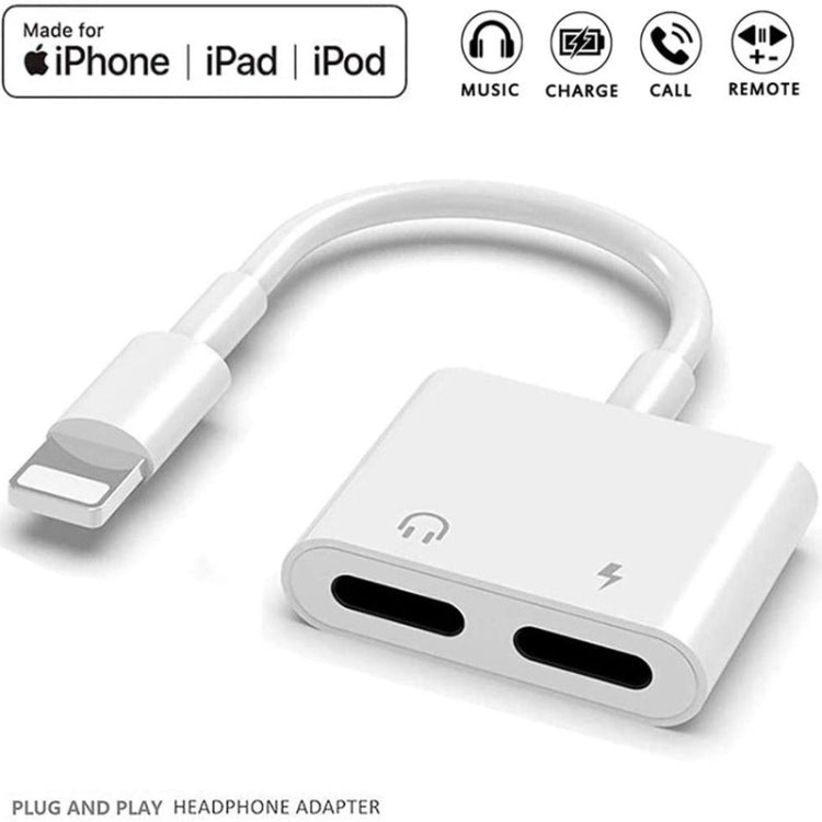 ZS-S1802 ตัวแปลงหูฟัง 2 in 1 8 Pin ตัวผู้เป็น 8 Pin ชาร์จ + 8 Pin ตัวเมียเสียง รองรับการโทรและควบคุมสาย Compatible กับระบบ IOS ทุกเวอร์ชัน