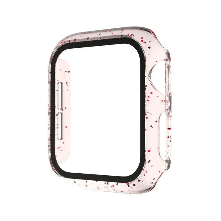 สำหรับ Apple Watch Series 4/5/6 & SE 1/2/3 ขนาด 44 มม. เคสแบบบูรณาการผงกลิตเตอร์ PC + ฟิล์มกระจกนิรภัยหน้าจอ