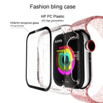 สำหรับ Apple Watch Series 4/5/6 & SE 1/2/3 ขนาด 44 มม. เคสแบบบูรณาการผงกลิตเตอร์ PC + ฟิล์มกระจกนิรภัยหน้าจอ