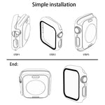 สำหรับ Apple Watch Series 4/5/6 & SE 1/2/3 ขนาด 44 มม. เคสแบบบูรณาการผงกลิตเตอร์ PC + ฟิล์มกระจกนิรภัยหน้าจอ