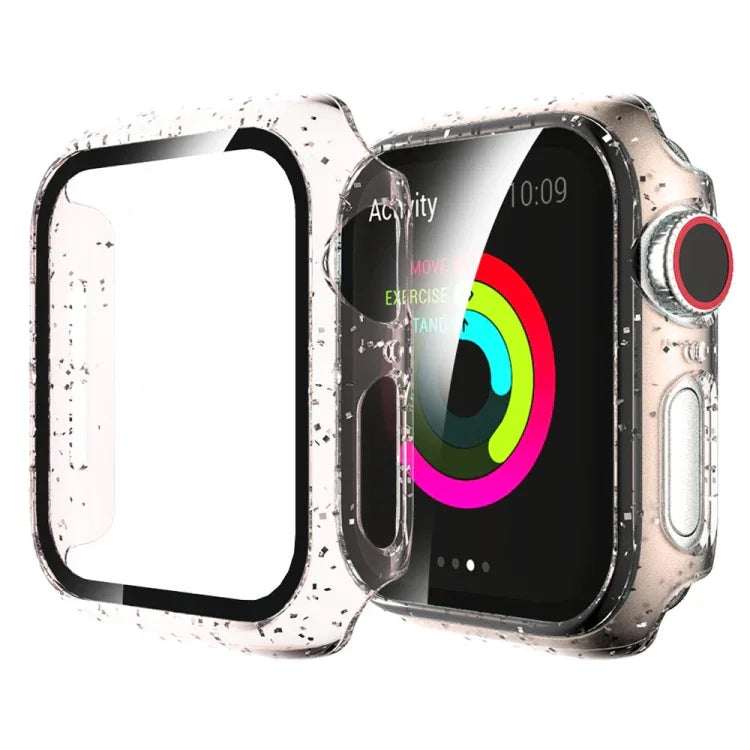 สำหรับ Apple Watch Series 4/5/6 & SE 1/2/3 ขนาด 44 มม. เคสแบบบูรณาการผงกลิตเตอร์ PC + ฟิล์มกระจกนิรภัยหน้าจอ