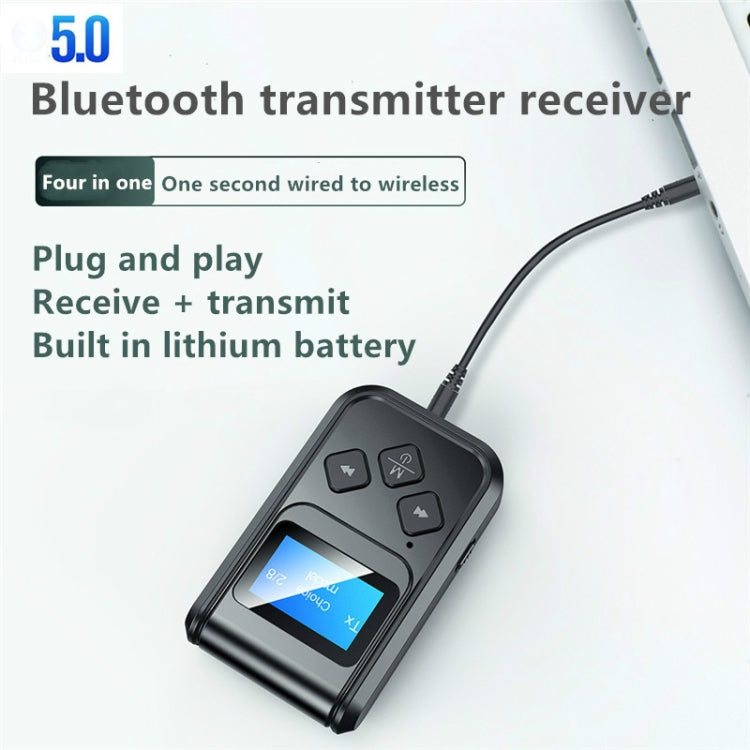 T15 เครื่องรับส่งเพลงบลูทูธ 5.0 2 in 1 พร้อมหน้าจอ, T15