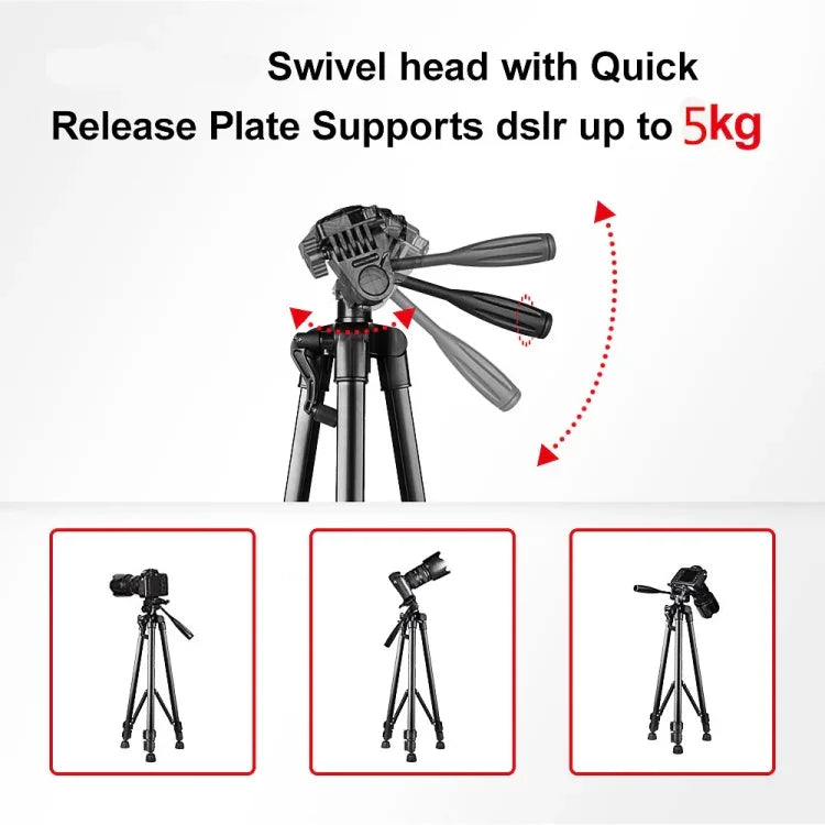 L-3600 ขาตั้งกล้องถ่ายทอดสด พร้อมกันสั่นสามมิติ แผ่นปลดเร็วถอดได้ ปรับความสูง 62-170 ซม. สำหรับกล้อง SLR ไฟถ่ายทอดสด โปรเจคเตอร์ (สีดำ), L-3600