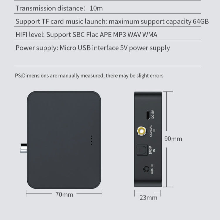 T6 ตัวส่งสัญญาณบลูทูธ 5.0 สำหรับคอมพิวเตอร์ ทีวี ไฟเบอร์ โคแอกเชียล AUX ฟังก์ชันหลากหลาย การ์ด TF HiFI ตัวส่งสัญญาณเสียงบลูทูธ