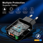 Mini QC3.0 USB 18W Mobile Phone Tablet Universal Fast Charger, EU Plug, EU Plug