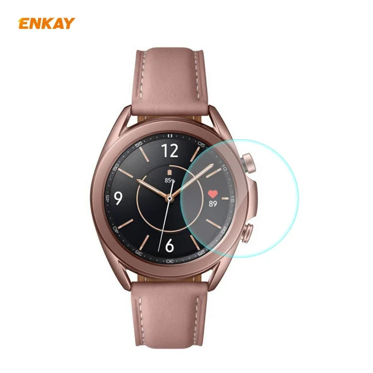 ฟิล์มกระจกนิรภัยขอบโค้ง 0.2 มม. 9H 2.15D ENKAY Hat-Prince สำหรับ Samsung Galaxy Watch 3 45 มม., สำหรับ Samsung Galaxy Watch 3 41 มม.